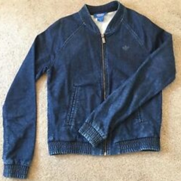 Adidas Rare Zip Up Track Denim Bomber Jacket - Picture 2 of 3